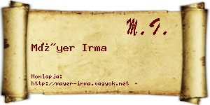 Máyer Irma névjegykártya
